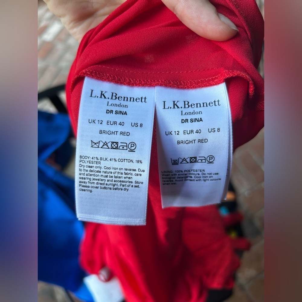 L.K Bennett Sina Red Silk-Cotton Midi Dress - Picture 10 of 10